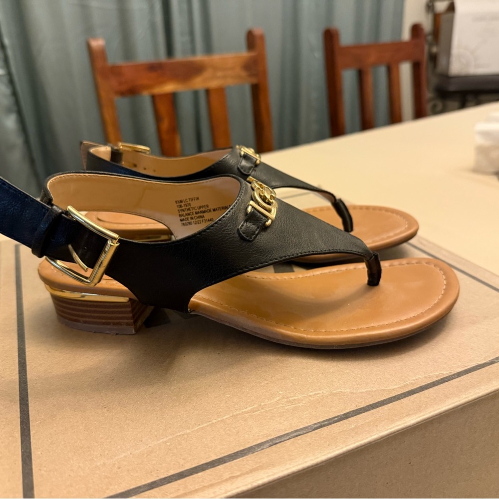 Liz Claiborne Black Sandals with Gold Accents